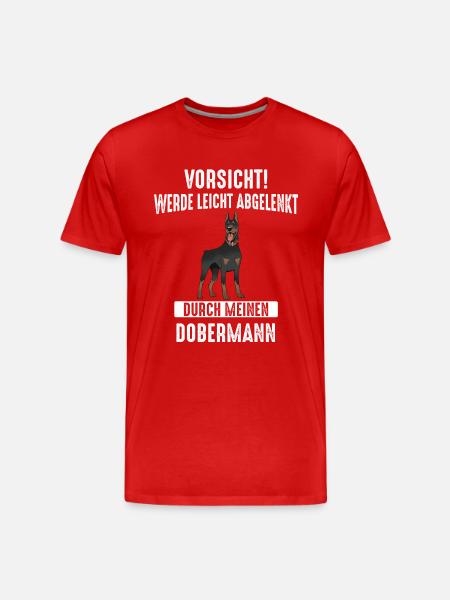Dobermann Hund - Männer Premium Bio T-Shirt - Rot