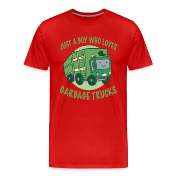 Camion à ordures Camion à ordures Garbage Man Recyclage des ordures - T-shirt bio Premium Homme - rouge - Devant - Damien (186cm)