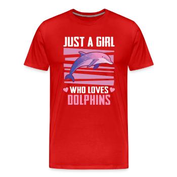 Dolphin Marine Fish Dolphins Fish Animal - Men's Premium Organic T-Shirt - red - Front - Damien (186cm)