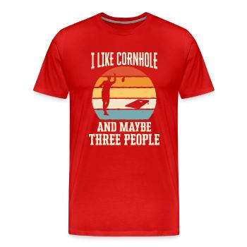 Cornhole Bean Bag Cornhole Joueur - T-shirt bio Premium Homme - rouge - Devant - Damien (186cm)