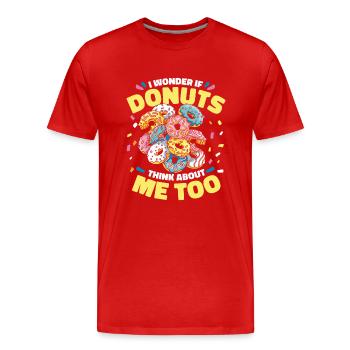 Donut Donuts Candy Bagel - T-shirt bio Premium Homme - rouge - Devant - Damien (186cm)