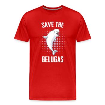 Bélugas Océan Bélugas Baleines - T-shirt bio Premium Homme - rouge - Devant - Damien (186cm)