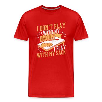 Cornhole Bean Bag Cornhole Joueur - T-shirt bio Premium Homme - rouge - Devant - Damien (186cm)