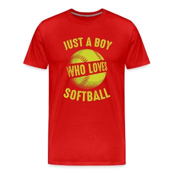 Softball Sport Softball Spieler - Männer Premium Bio T-Shirt - Rot - Vorne - Damien (186cm)