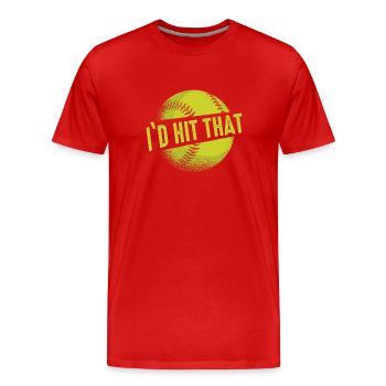 Softball Sport Softball Spieler - Männer Premium Bio T-Shirt - Rot - Vorne - Damien (186cm)