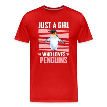 Pinguin Pinguine Tier - Männer Premium Bio T-Shirt - Rot - Vorne - Damien (186cm)