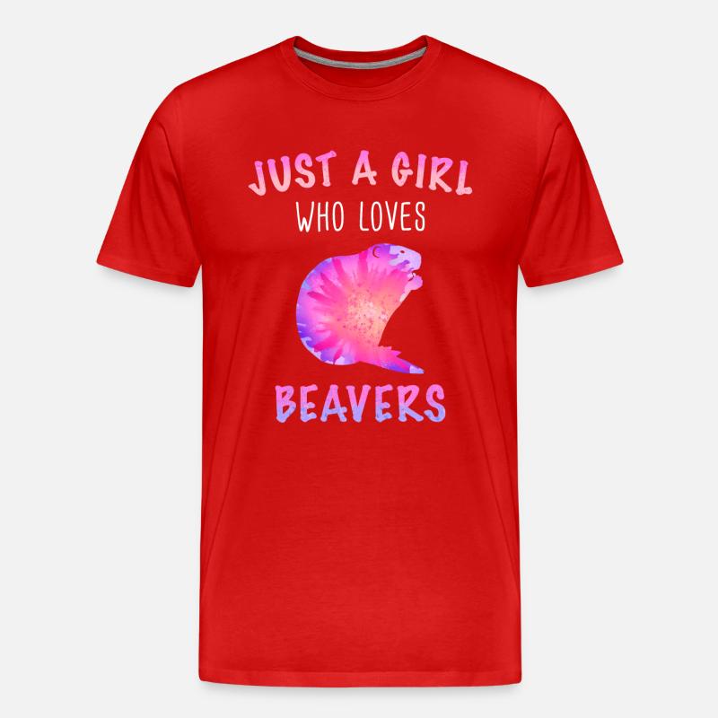 Biber Tier - Männer Premium Bio T-Shirt - Rot