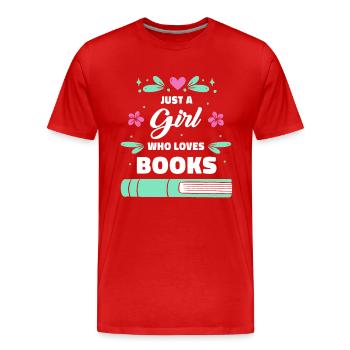 Livres Lire Bibliothèque Bibliothèque Bibliothèque Rat de bibliothèque - T-shirt bio Premium Homme - rouge - Devant - Damien (186cm)