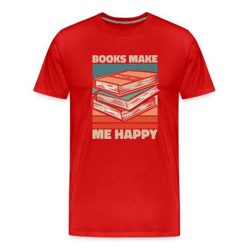 Livres Lire Bibliothèque Bibliothèque Bibliothèque Rat de bibliothèque - T-shirt bio Premium Homme - rouge - Devant - Damien (186cm)