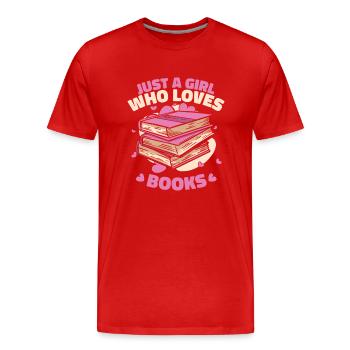 Livres Lire Bibliothèque Bibliothèque Bibliothèque Rat de bibliothèque - T-shirt bio Premium Homme - rouge - Devant - Damien (186cm)