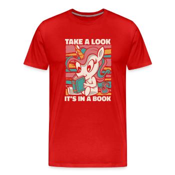 Livres Lire Bibliothèque Bibliothèque Bibliothèque Rat de bibliothèque - T-shirt bio Premium Homme - rouge - Devant - Damien (186cm)