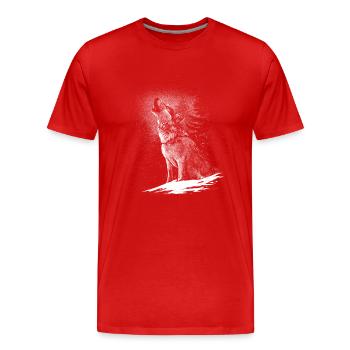 Wolf Wölfe Tier Jaulen - Männer Premium Bio T-Shirt - Rot - Vorne - Damien (186cm)