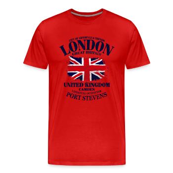 London - Union Jack Vintage Flag - Men's Premium Organic T-Shirt - red - Front - Damien (186cm)