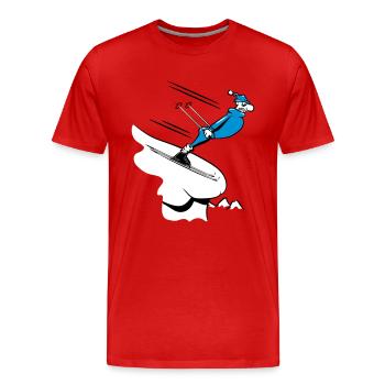 Winter holiday ski downhill funny comic - Men's Premium Organic T-Shirt - red - Front - Damien (186cm)