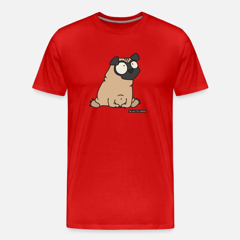 Mops / Pug - Männer Premium Bio T-Shirt - Rot
