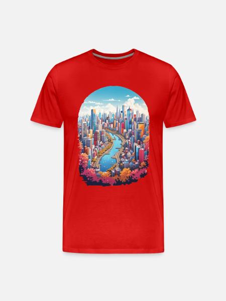 Paysage urbain - T-shirt bio Premium Homme - rouge