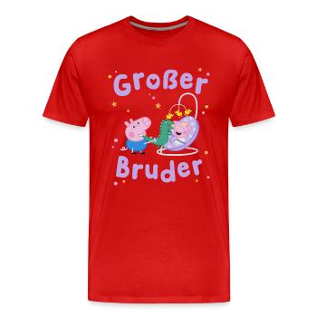 Peppa Pig Design Großer Bruder Schorsch Mit Evie - Männer Premium Bio T-Shirt - Rot - Vorne - Damien (186cm)