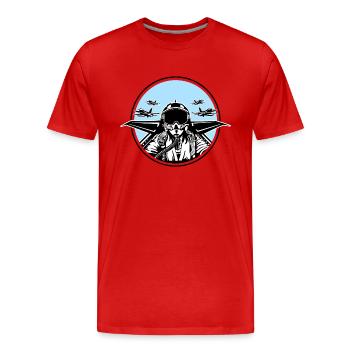 Jet Pilot / Fighter Pilot 01_white Black - Men's Premium Organic T-Shirt - red - Front - Damien (186cm)