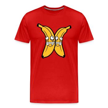 2 freunde team paar banane obst verrueckt grimasse - Männer Premium Bio T-Shirt - Rot - Vorne - Damien (186cm)