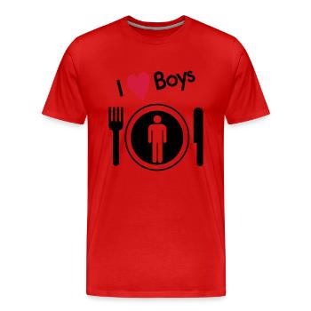 I love Boys - Men's Premium Organic T-Shirt - red - Front - Damien (186cm)