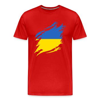 Ukraine Flagge Vintage Ukrainische Fahne Used Look - Männer Premium Bio T-Shirt - Rot - Vorne - Damien (186cm)