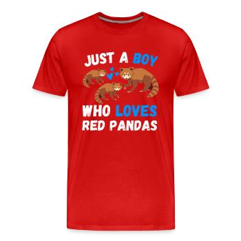 Cadeau de louveteau chinois Panda rouge - T-shirt bio Premium Homme - rouge - Devant - Damien (186cm)