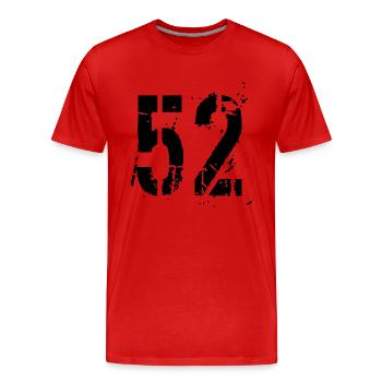 Number 52 - Men's Premium Organic T-Shirt - red - Front - Damien (186cm)