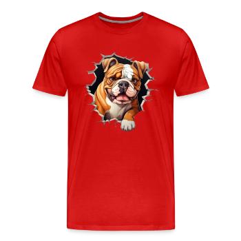 Funny Bulldog - Men's Premium Organic T-Shirt - red - Front - Damien (186cm)