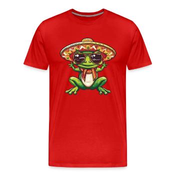 Frog Funny Sombrero - Men's Premium Organic T-Shirt - red - Front - Damien (186cm)
