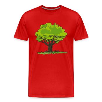 Baum Zeichnung Wiese und Blumen - Männer Premium Bio T-Shirt - Rot - Vorne - Damien (186cm)
