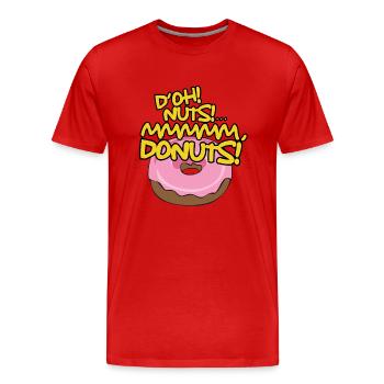 D'OH NUTS (Donuts) - Men's Premium Organic T-Shirt - red - Front - Damien (186cm)