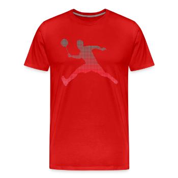 Badminton verpixelt Badmintonspieler Federball - Männer Premium Bio T-Shirt - Rot - Vorne - Damien (186cm)