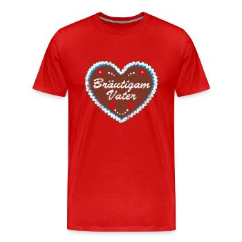Lebkuchenherz "Bräutigam Vater" - Männer Premium Bio T-Shirt - Rot - Vorne - Damien (186cm)
