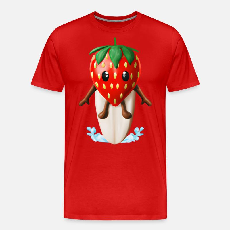Erdbeere auf Surfboard - Männer Premium Bio T-Shirt - Rot