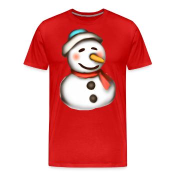 Colorful snowman in the blaze of lights - Men's Premium Organic T-Shirt - red - Front - Damien (186cm)