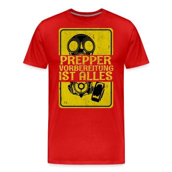 Prepper - Männer Premium Bio T-Shirt - Rot - Vorne - Damien (186cm)