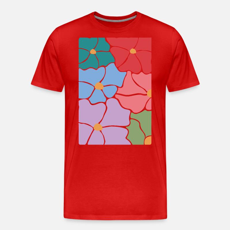 Boho Flora Blumen - Männer Premium Bio T-Shirt - Rot