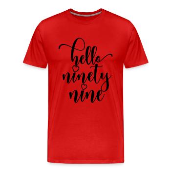 Bonjour Quatre-vingt-dix-neuf mignons anniversaire de 99 ans - T-shirt bio Premium Homme - rouge - Devant - Damien (186cm)