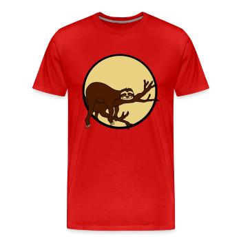 nacht mond sonne abend rund kreis faultier entspan - Männer Premium Bio T-Shirt - Rot - Vorne - Damien (186cm)