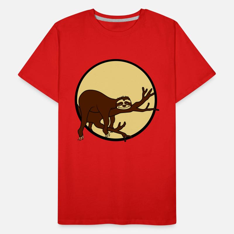 night moon sun evening round circle sloth despan Men's Premium Organic T-Shirt