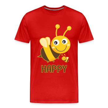 Biene Glückliche Bienen - Männer Premium Bio T-Shirt - Rot - Vorne - Damien (186cm)