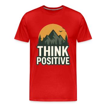 T-shirt « Pensez positif » pour l'aventure dans la nature - T-shirt bio Premium Homme - rouge - Devant - Damien (186cm)