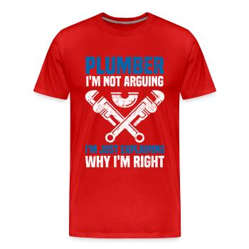 Dictons de plombier - T-shirt bio Premium Homme - rouge - Devant - Damien (186cm)