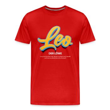 Leo in 3D mit Bedeutung - Männer Premium Bio T-Shirt - Rot - Vorne - Damien (186cm)