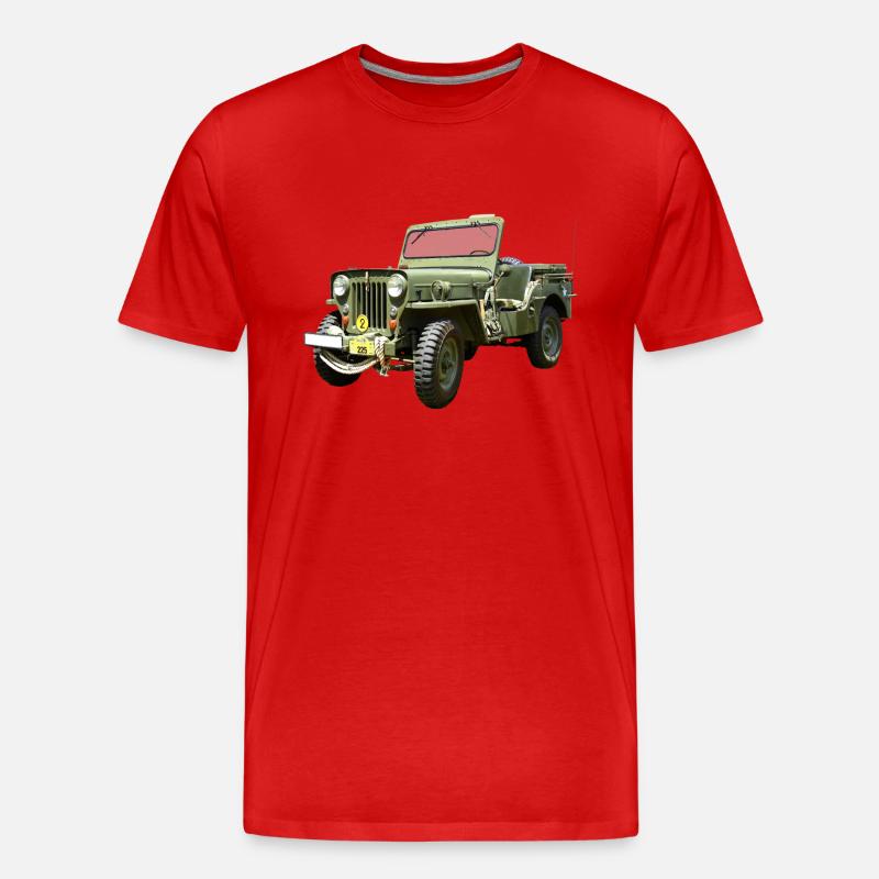 Willys Jeep Odtimer - Männer Premium Bio T-Shirt - Rot