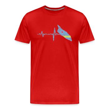 Heartbeat Aruba Geschenk - Männer Premium Bio T-Shirt - Rot - Vorne - Damien (186cm)