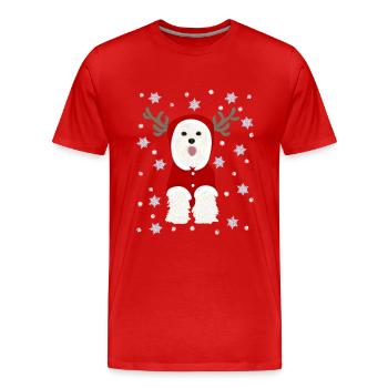 Weißer Terrier Weihnachtsmann Anzug Schneesterne - Männer Premium Bio T-Shirt - Rot - Vorne - Damien (186cm)