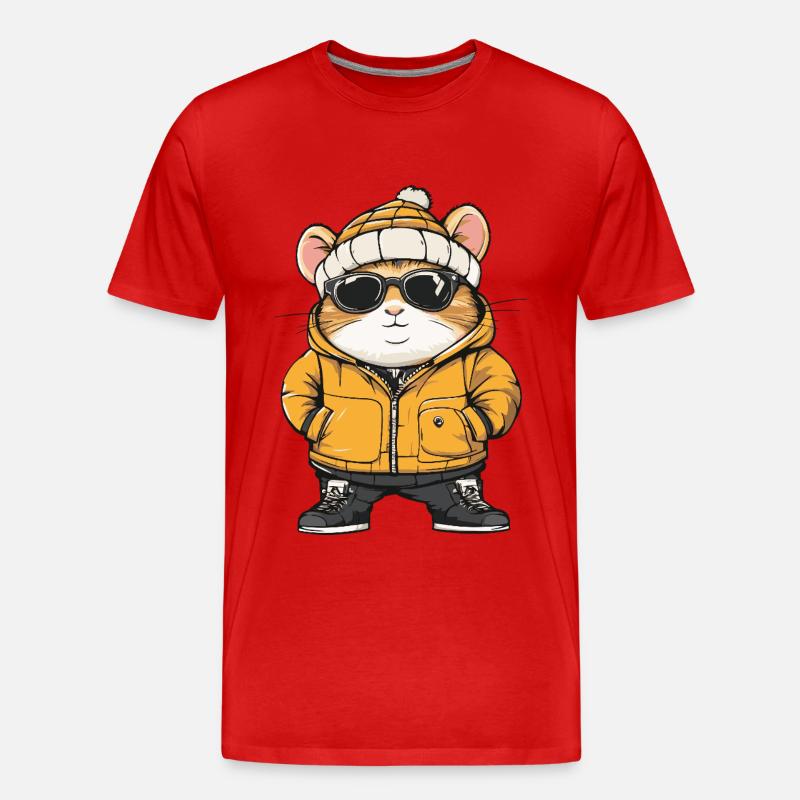 Hamster Cool Comic - Männer Premium Bio T-Shirt - Rot