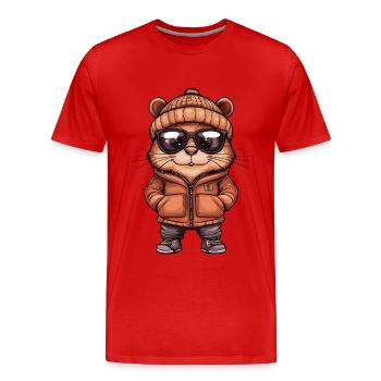 Beaver Cool BD - T-shirt bio Premium Homme - rouge - Devant - Damien (186cm)