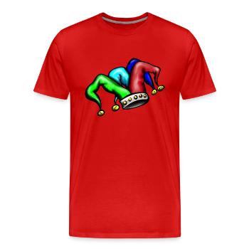 Gauklermütze Narrenkappe mit Glöckchen - Männer Premium Bio T-Shirt - Rot - Vorne - Damien (186cm)